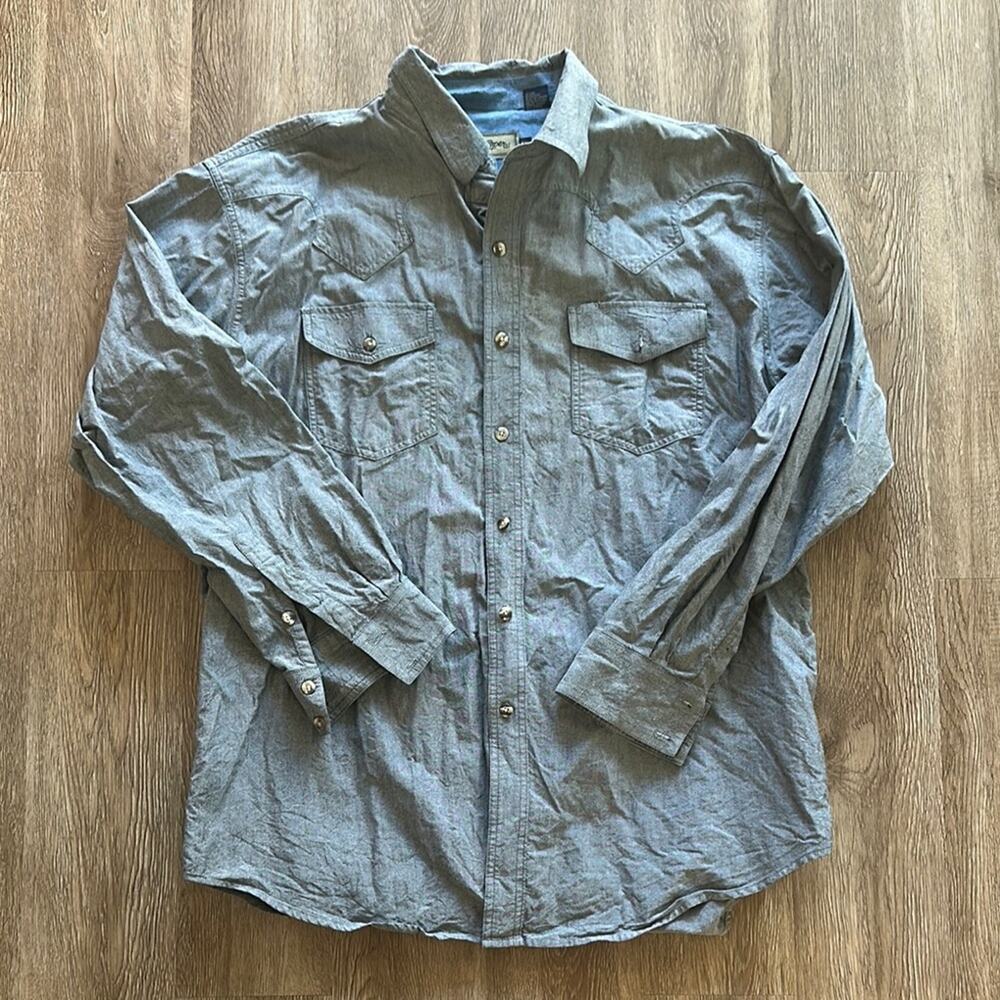 Roper Gray Lightweight Button Front Long Sleeve Shirt Size XXL‎ Western